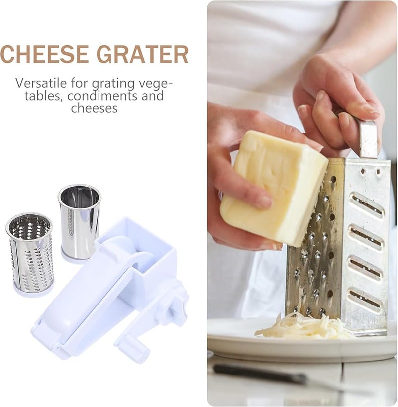Stainless Steel Rotary Cheese Grater Shredder Slicer 3 In 1 Drum Blades Kitchen Tool - Image 4